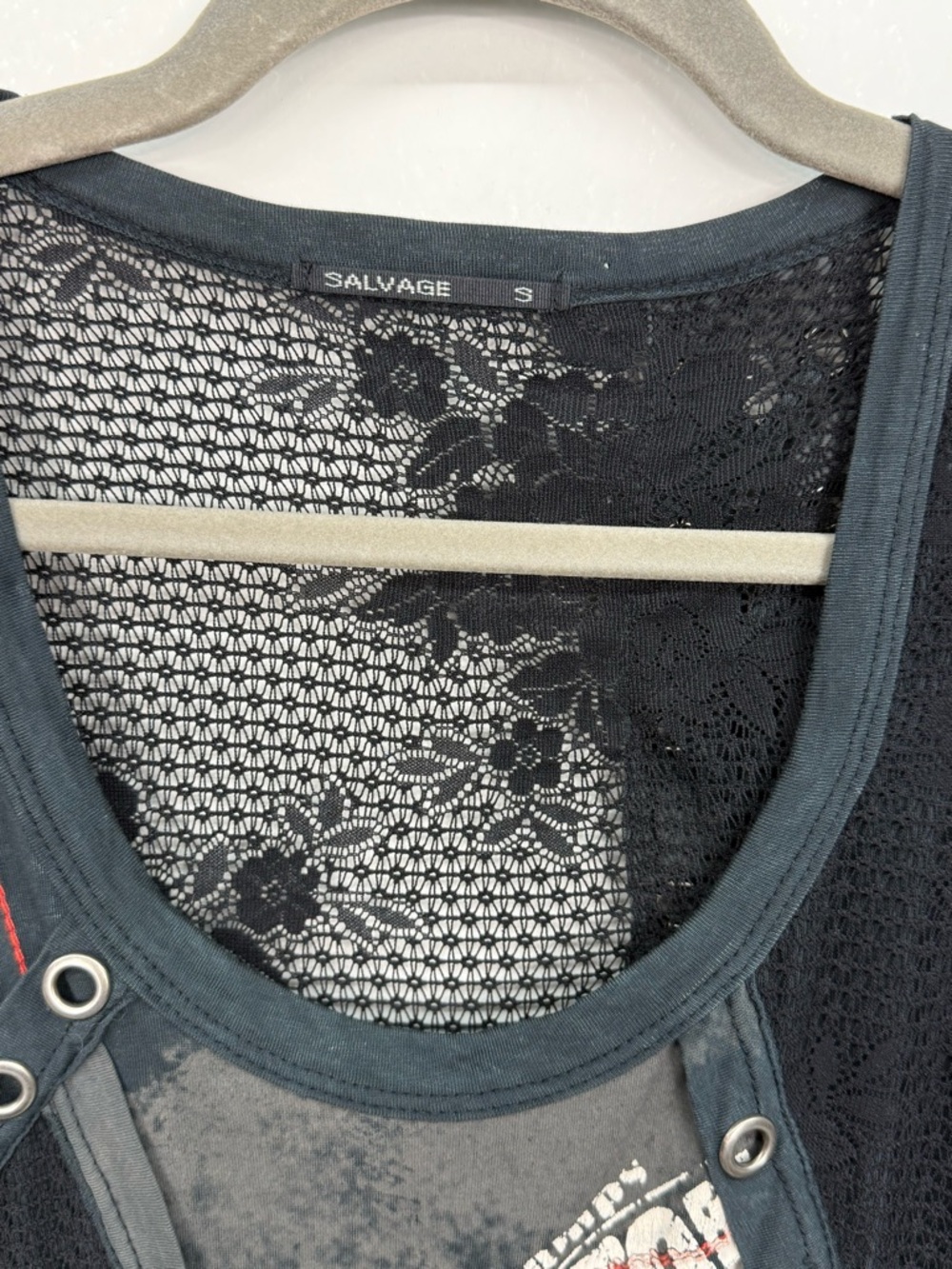 SALVAGE Sleeveless Black/Gray/White Graphic Lace up Tank Top Tunic Dress Sz S - Picture 4 of 14